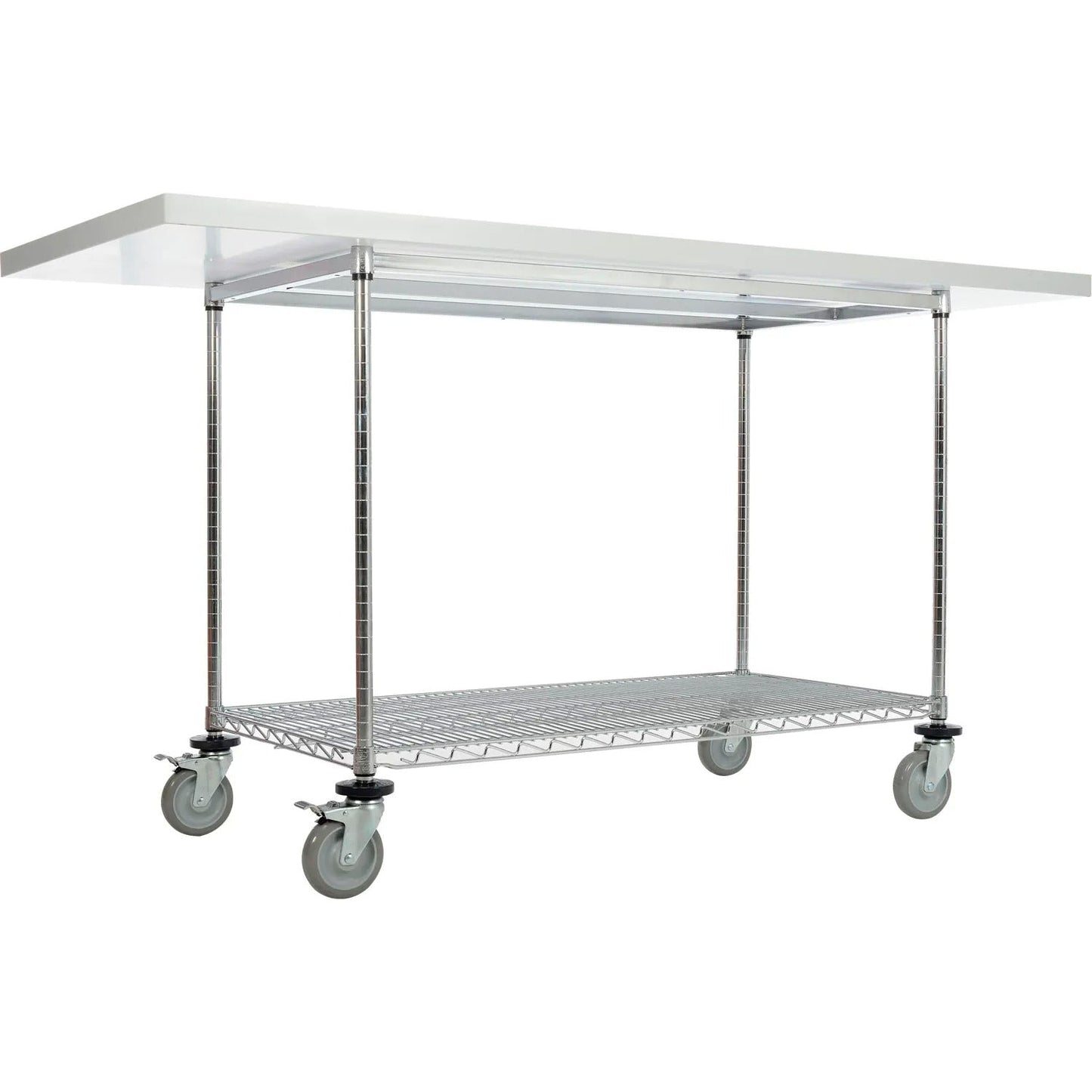 Global Industrial Chrome Wire Mobile Workbench, 72"W x 30"D, Laminate Square Edge (GLB - 252325) - SchoolOutlet