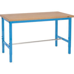 Global Industrial 48"W x 30"D Adjustable Height Workbench Square Tube Leg, Shop Top Safety Edge Blue (GLB-253842BL)