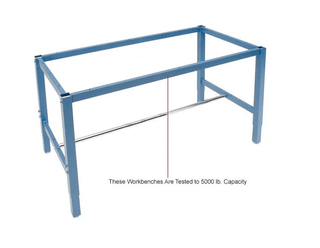 Global Industrial 48"W x 30"D Adjustable Height Workbench Square Tube Leg, Shop Top Safety Edge Blue (GLB - 253842BL) - SchoolOutlet