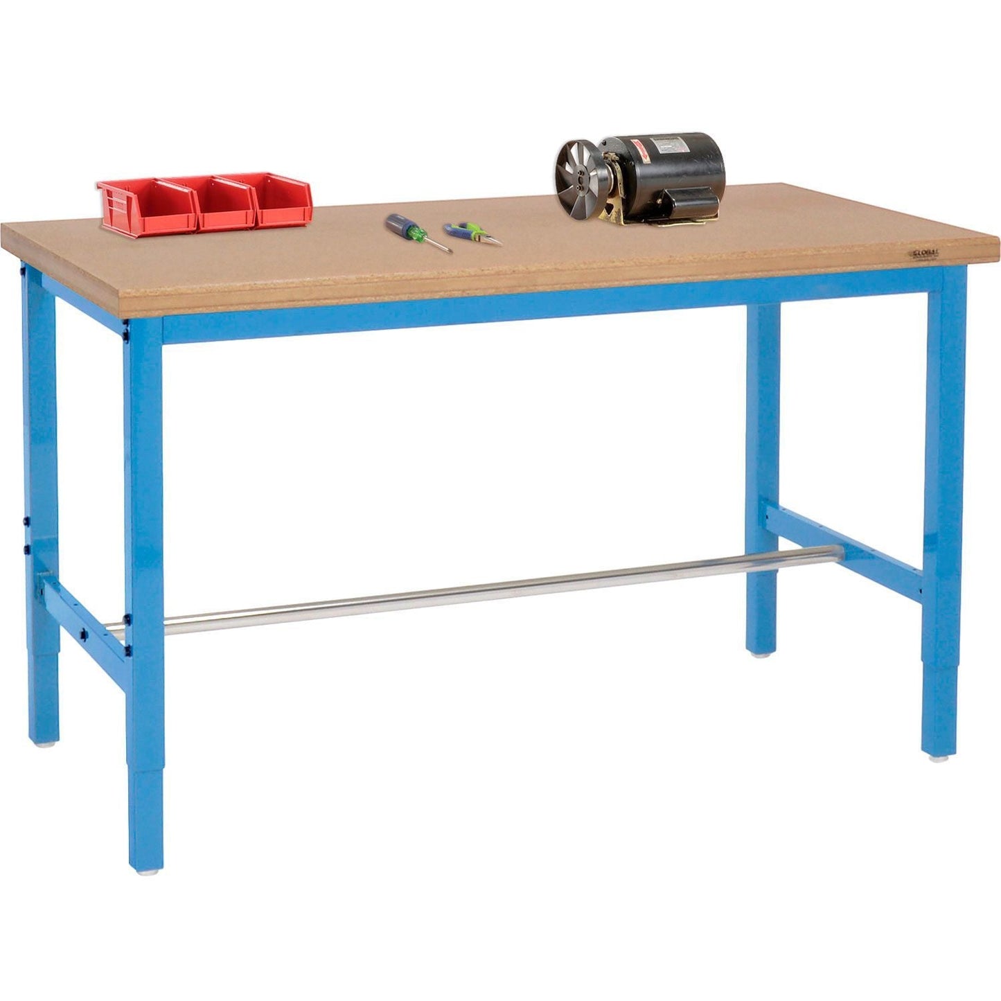 Global Industrial 48"W x 30"D Adjustable Height Workbench Square Tube Leg, Shop Top Safety Edge Blue (GLB - 253842BL) - SchoolOutlet