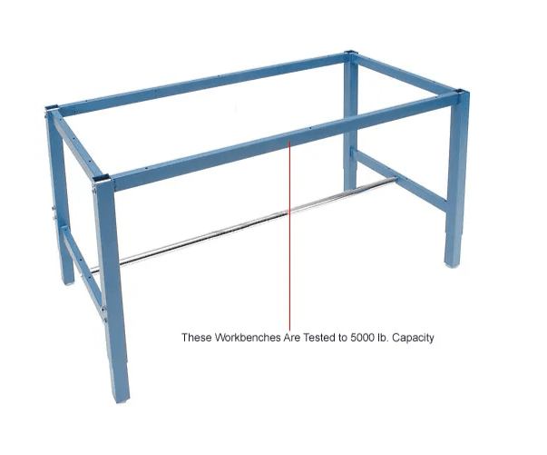 Global Industrial 60"W x 30"D Adjustable Height Workbench Square Tube Leg, Shop Top Safety Edge Blue (GLB - 253843BL) - SchoolOutlet