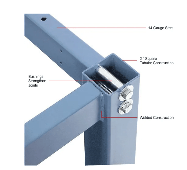 Global Industrial 60"W x 30"D Adjustable Height Workbench Square Tube Leg, Shop Top Safety Edge Blue (GLB - 253843BL) - SchoolOutlet