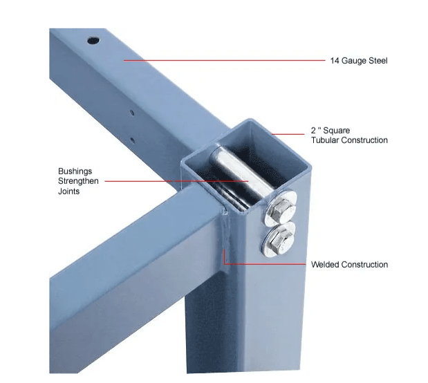 Global Industrial 72"W x 30"D Adjustable Height Workbench Square Tube Leg, Shop Top Safety Edge Blue (GLB - 253844BL) - SchoolOutlet