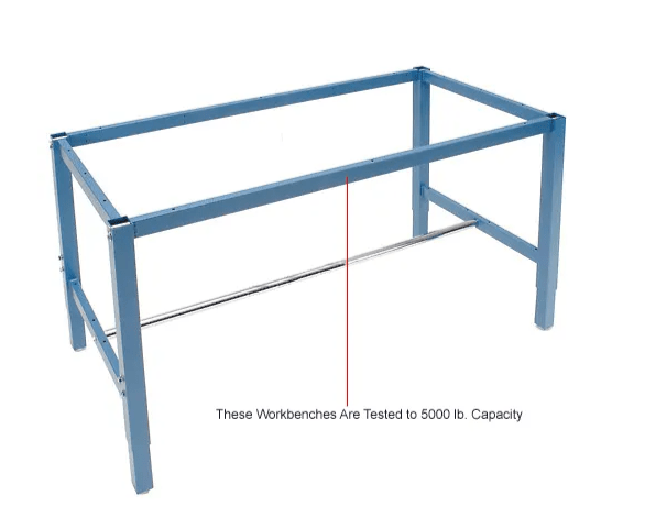Global Industrial 72"W x 30"D Adjustable Height Workbench Square Tube Leg, Shop Top Safety Edge Blue (GLB - 253844BL) - SchoolOutlet