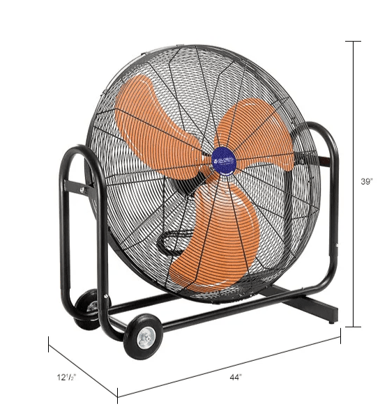 Global Industrial 36" Portable Tilt Blower Drum Fan, 13,300 CFM, 2/3 HP, 1 Phase (GLB - 258320) - SchoolOutlet