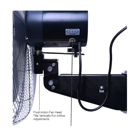 Global Industrial 24" Deluxe Oscillating Wall Mount Fan, 3 Speed, 8,650 CFM, 1/2 HP (GLB - 258321) - SchoolOutlet