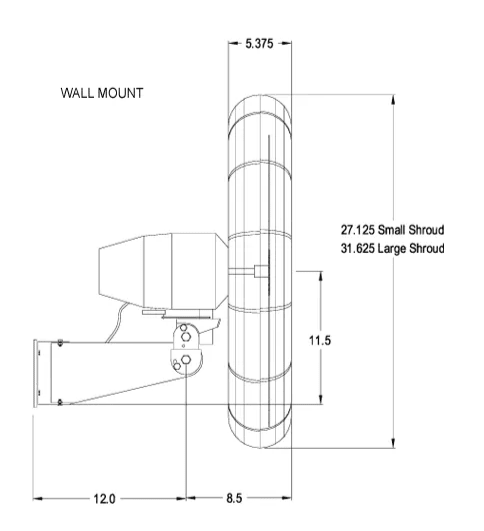 Global Industrial 30" Deluxe Oscillating Wall Mount Fan, 3 Speed, 10,000 CFM, 1/2 HP (GLB - 258322) - SchoolOutlet
