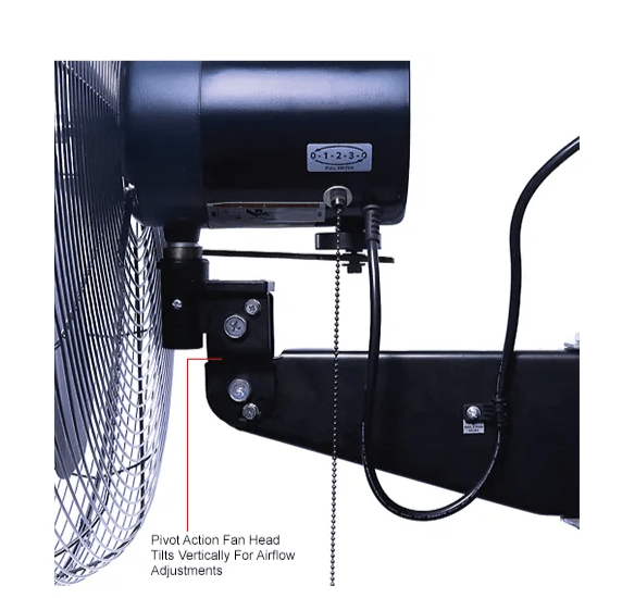 Global Industrial 30" Deluxe Oscillating Wall Mount Fan, 3 Speed, 10,000 CFM, 1/2 HP (GLB - 258322) - SchoolOutlet
