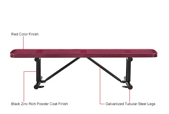 Global Industrial 6' Outdoor Steel Flat Bench Perforated Metal (GLB - 262075) - SchoolOutlet
