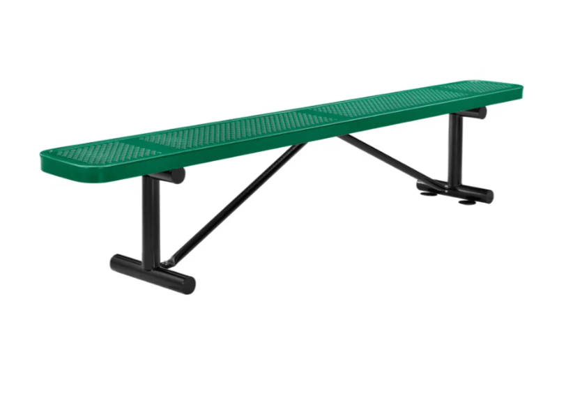 Global Industrial 8' Outdoor Steel Flat Bench Perforated Metal (GLB - 262076) - SchoolOutlet