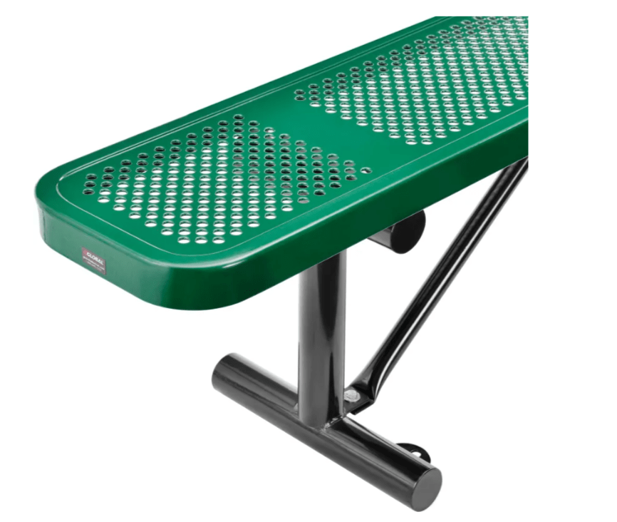 Global Industrial 8' Outdoor Steel Flat Bench Perforated Metal (GLB - 262076) - SchoolOutlet