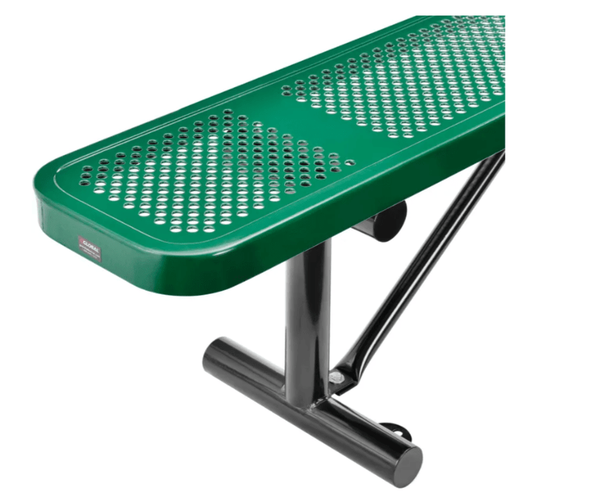 Global Industrial 8' Outdoor Steel Flat Bench Perforated Metal (GLB - 262076) - SchoolOutlet