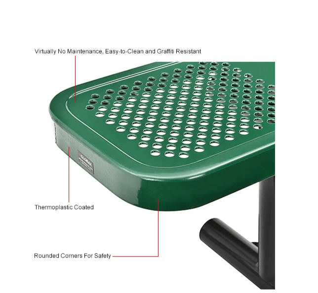 Global Industrial 8' Outdoor Steel Flat Bench Perforated Metal (GLB - 262076) - SchoolOutlet
