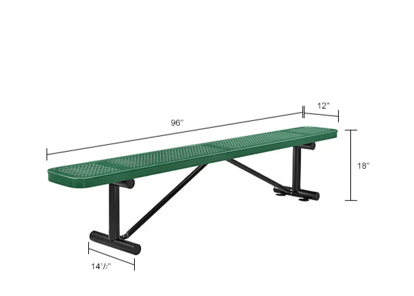 Global Industrial 8' Outdoor Steel Flat Bench Perforated Metal (GLB - 262076) - SchoolOutlet