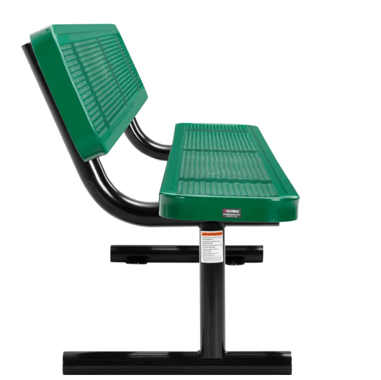 Global Industrial 8' Outdoor Steel Picnic Bench w/ Backrest Perforated Metal (GLB - 262077) - SchoolOutlet