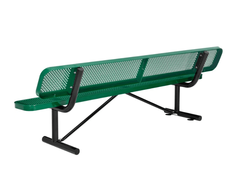 Global Industrial 8' Outdoor Steel Picnic Bench w/ Backrest Perforated Metal (GLB - 262077) - SchoolOutlet