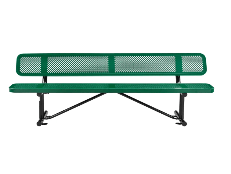 Global Industrial 8' Outdoor Steel Picnic Bench w/ Backrest Perforated Metal (GLB - 262077) - SchoolOutlet