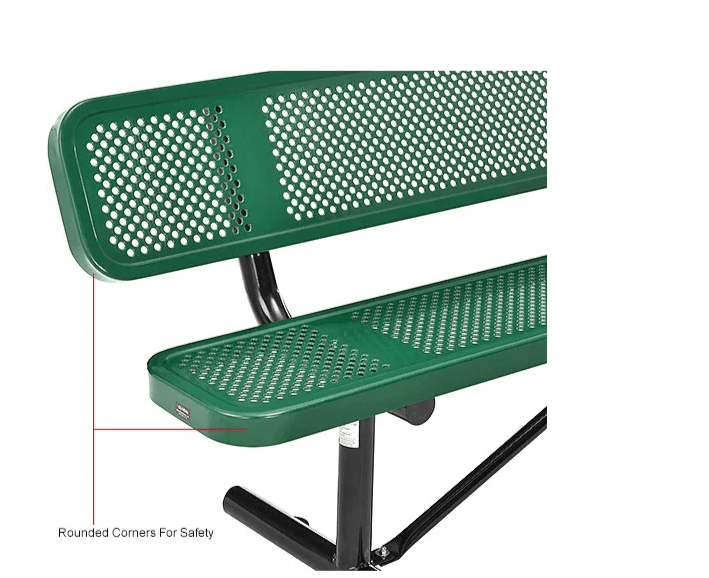 Global Industrial 8' Outdoor Steel Picnic Bench w/ Backrest Perforated Metal (GLB - 262077) - SchoolOutlet