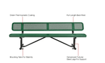 Global Industrial 8' Outdoor Steel Picnic Bench w/ Backrest Perforated Metal (GLB - 262077) - SchoolOutlet