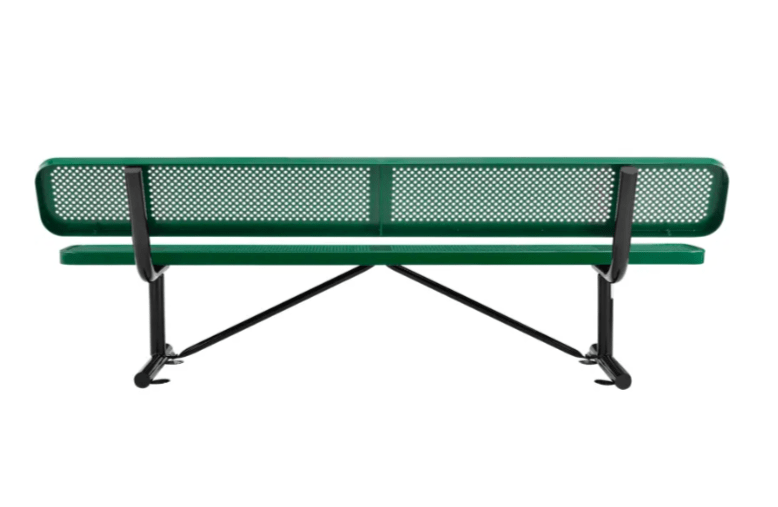 Global Industrial 8' Outdoor Steel Picnic Bench w/ Backrest Perforated Metal (GLB - 262077) - SchoolOutlet