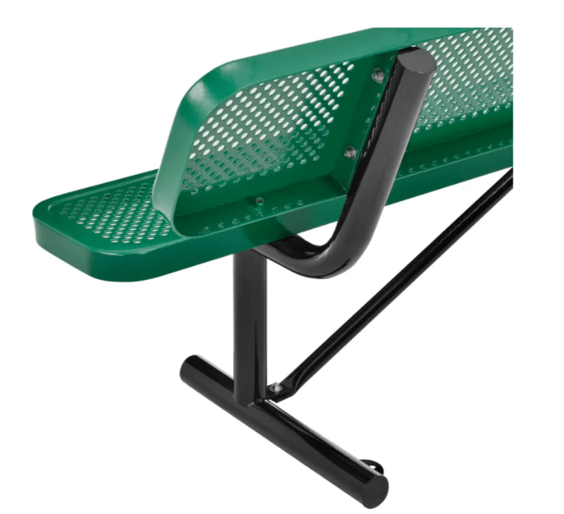 Global Industrial 8' Outdoor Steel Picnic Bench w/ Backrest Perforated Metal (GLB - 262077) - SchoolOutlet