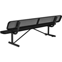 Global Industrial 8' Outdoor Steel Picnic Bench w/ Backrest Perforated Metal (GLB-262077)