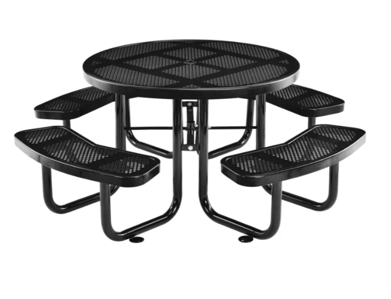 Global Industrial 46" Round Picnic Table, Perforated Metal (GLB - 262078) - SchoolOutlet