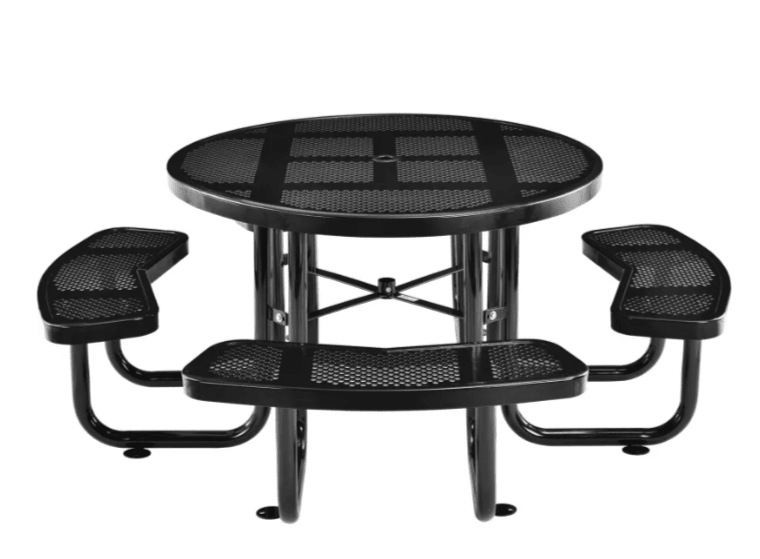 Global Industrial 46" Round Picnic Table, Perforated Metal (GLB - 262078) - SchoolOutlet