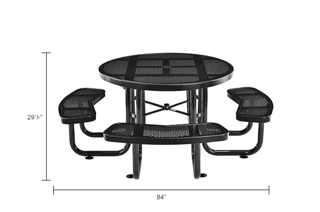 Global Industrial 46" Round Picnic Table, Perforated Metal (GLB - 262078) - SchoolOutlet