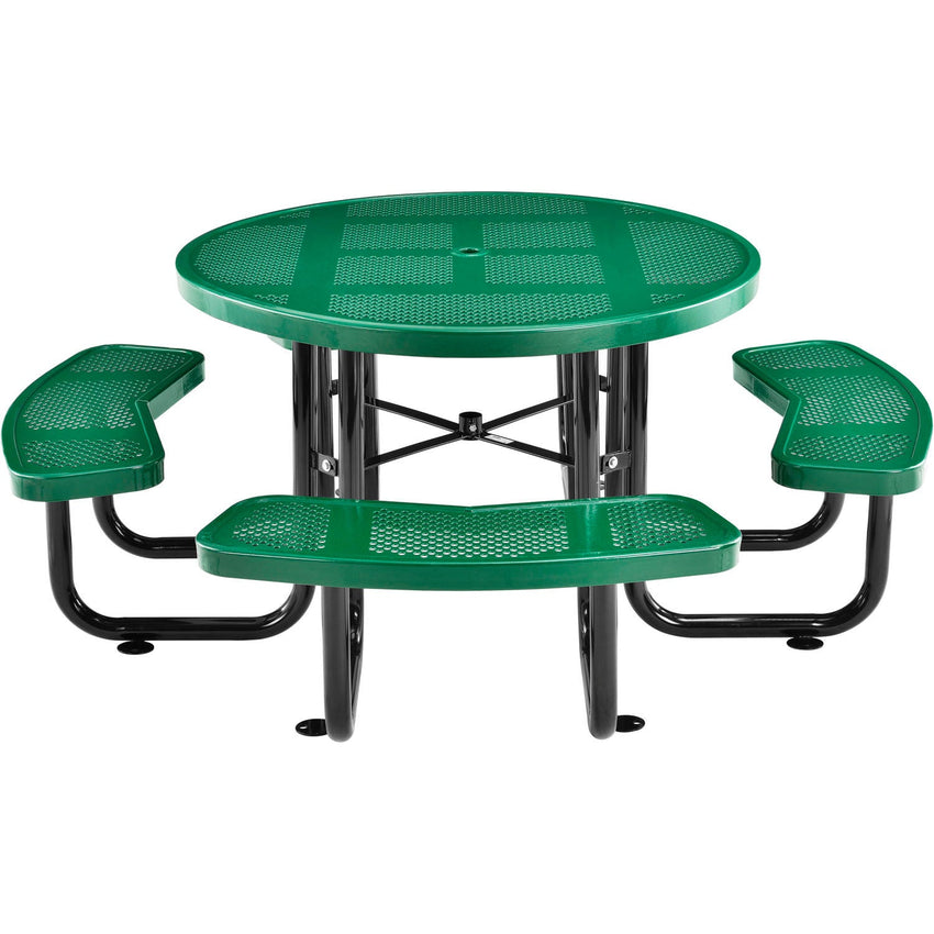 Global Industrial 46" Round Picnic Table, Perforated Metal (GLB - 262078) - SchoolOutlet
