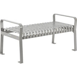 Global Industrial 4' Outdoor Steel Slat Park Bench, Backless, Gray (GLB-262112GYKD)