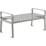 Global Industrial 4' Outdoor Steel Slat Park Bench, Backless, Gray (GLB - 262112GYKD) - SchoolOutlet