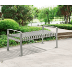 Global Industrial 4' Outdoor Steel Slat Park Bench, Backless, Gray (GLB - 262112GYKD) - SchoolOutlet