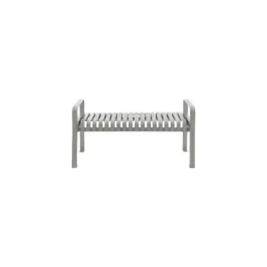 Global Industrial 4' Outdoor Steel Slat Park Bench, Backless, Gray (GLB - 262112GYKD) - SchoolOutlet
