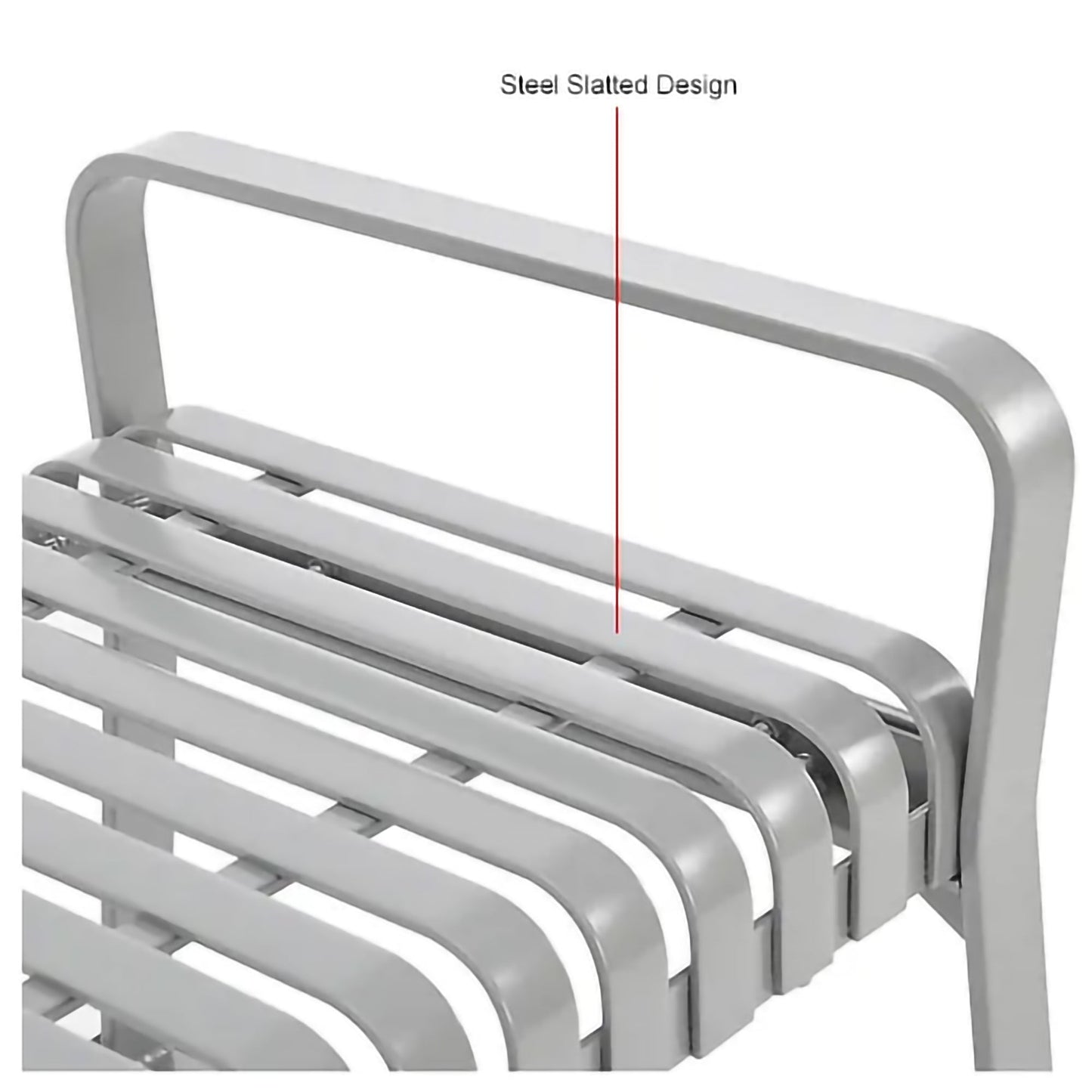 Global Industrial 4' Outdoor Steel Slat Park Bench, Backless, Gray (GLB - 262112GYKD) - SchoolOutlet