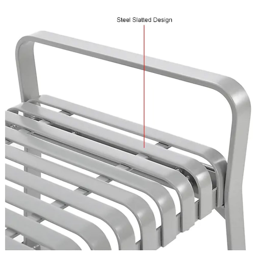 Global Industrial 4' Outdoor Steel Slat Park Bench, Backless, Gray (GLB - 262112GYKD) - SchoolOutlet