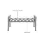 Global Industrial 4' Outdoor Steel Slat Park Bench, Backless, Gray (GLB - 262112GYKD) - SchoolOutlet