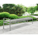 Global Industrial 8' Outdoor Steel Slat Park Bench, Backless, Gray (GLB - 262114GYKD) - SchoolOutlet