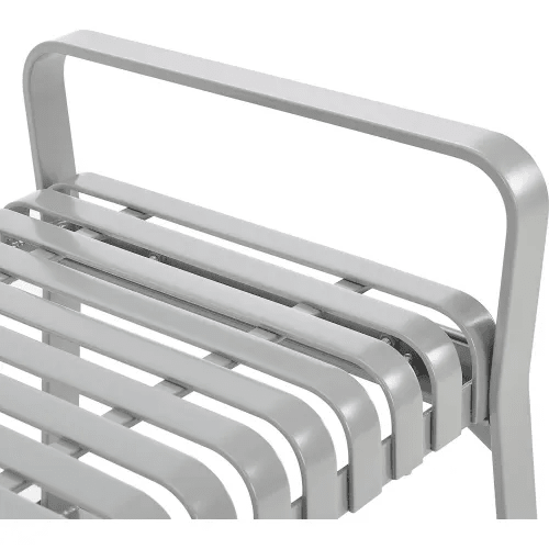 Global Industrial 8' Outdoor Steel Slat Park Bench, Backless, Gray (GLB - 262114GYKD) - SchoolOutlet