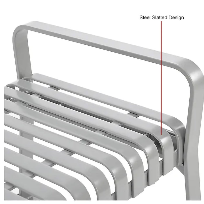 Global Industrial 8' Outdoor Steel Slat Park Bench, Backless, Gray (GLB - 262114GYKD) - SchoolOutlet