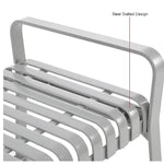 Global Industrial 8' Outdoor Steel Slat Park Bench, Backless, Gray (GLB - 262114GYKD) - SchoolOutlet