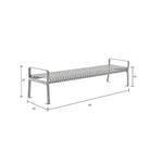 Global Industrial 8' Outdoor Steel Slat Park Bench, Backless, Gray (GLB - 262114GYKD) - SchoolOutlet