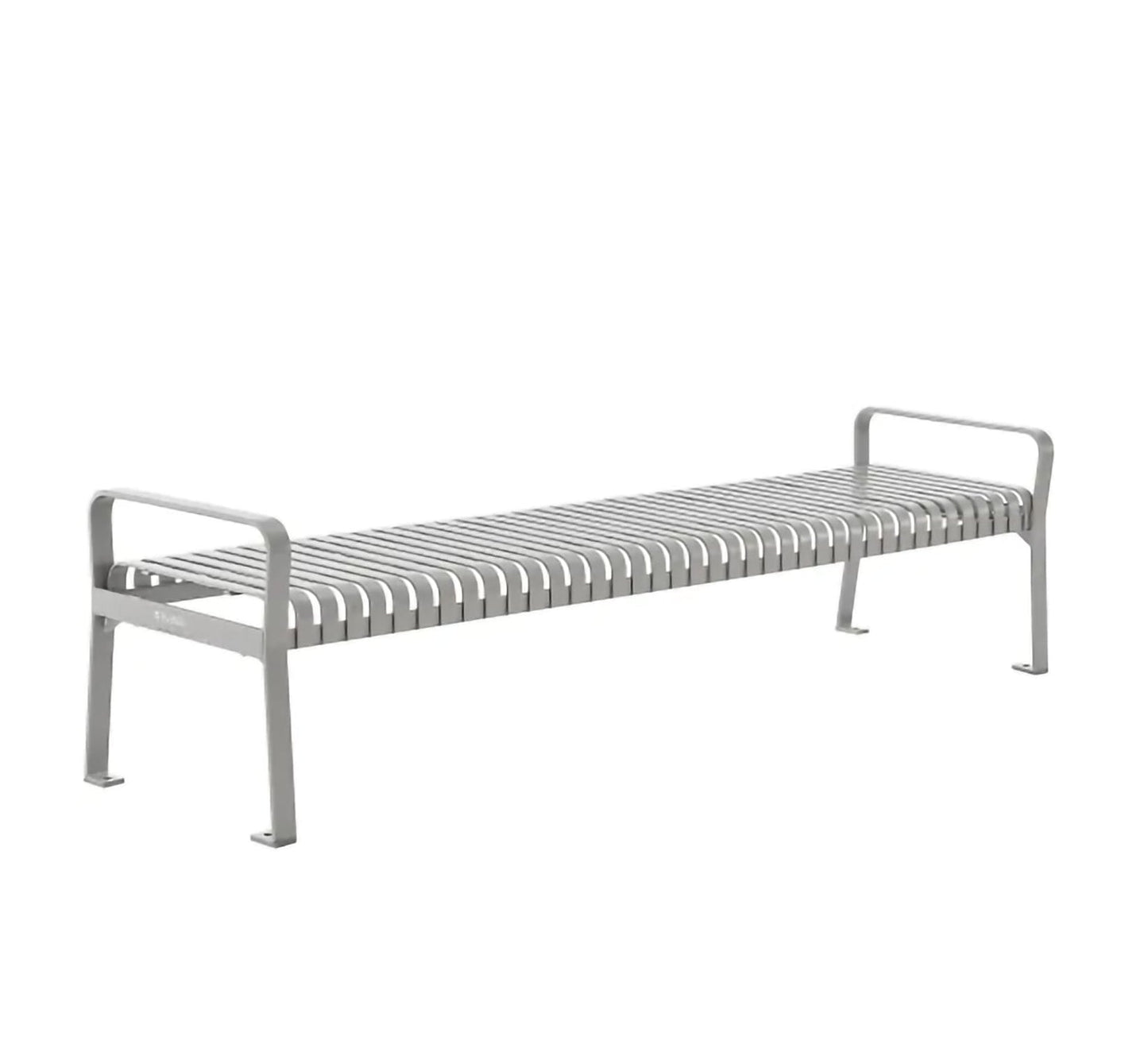 Global Industrial 8' Outdoor Steel Slat Park Bench, Backless, Gray (GLB - 262114GYKD) - SchoolOutlet