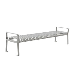 Global Industrial 8' Outdoor Steel Slat Park Bench, Backless, Gray (GLB-262114GYKD)