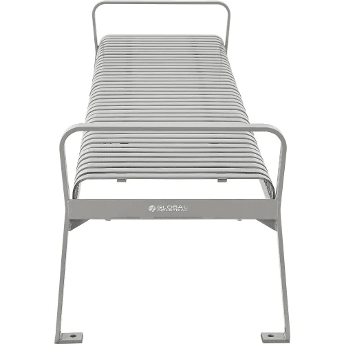 Global Industrial 8' Outdoor Steel Slat Park Bench, Backless, Gray (GLB - 262114GYKD) - SchoolOutlet