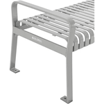 Global Industrial 8' Outdoor Steel Slat Park Bench, Backless, Gray (GLB - 262114GYKD) - SchoolOutlet