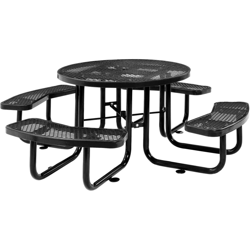 Global Industrial 46" Round Picnic Table, Expanded Metal (GLB - 277150) - SchoolOutlet