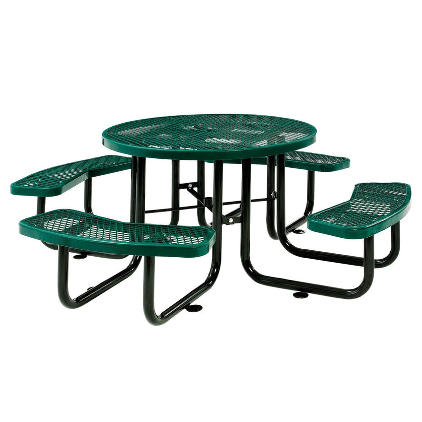 Global Industrial 46" Round Picnic Table, Expanded Metal (GLB - 277150) - SchoolOutlet