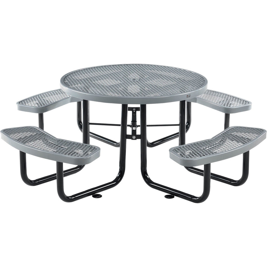 Global Industrial 46" Round Picnic Table, Expanded Metal (GLB - 277150) - SchoolOutlet