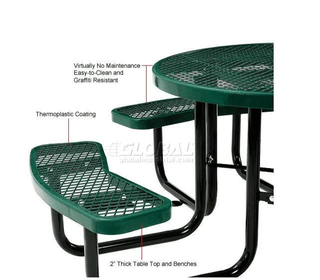 Global Industrial 46" Round Picnic Table, Expanded Metal (GLB - 277150) - SchoolOutlet